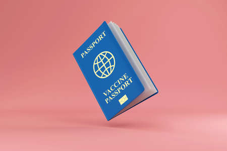 3d rendering of a blue passport on a pink backgroundの写真素材