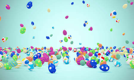 Easter background with colorful eggs. 3d render. Happy Easter.の写真素材