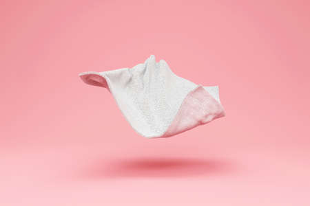 White cotton pad isolated on a pink background. 3d rendering.の写真素材