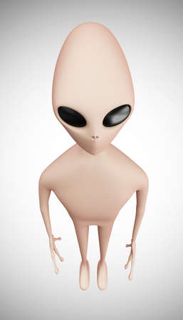 alien on a white background. 3d rendering, 3d illustration.の写真素材