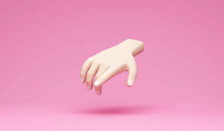 3d render of hand on pink background. Minimal concept.の写真素材