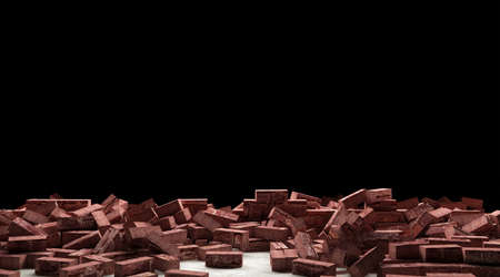 3d render of a pile of bricks on a black background.の写真素材