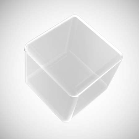 Empty Blank Glass Cube on gradient backgroundの写真素材