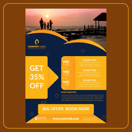 Creative family travel flyer templateのイラスト素材