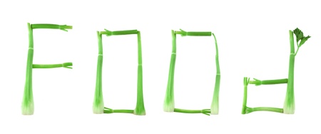 Isolated text FOOD from celery  Concept of healthy eatingの写真素材