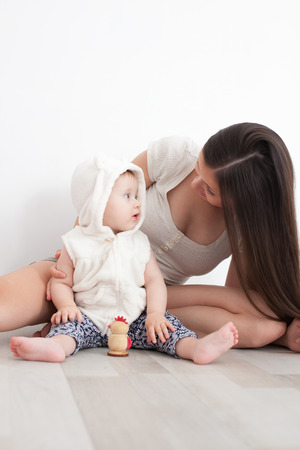 Mother and baby at homeの写真素材