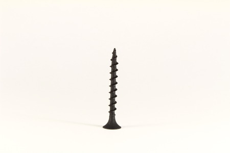black steel long screw on white background