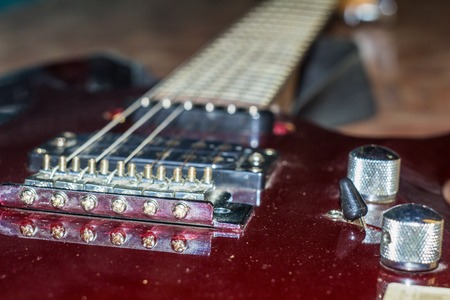 old red Electric Guitar Close upの写真素材