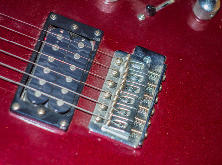 old red Electric Guitar Close up