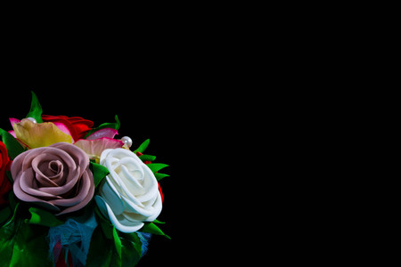 Decorative artificial flowers in vaseの写真素材