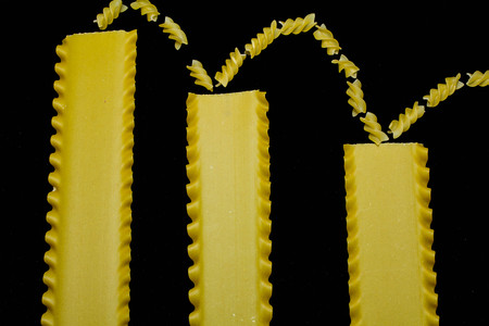 Pasta made of cooked with fork and knife