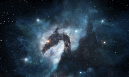 Illustration of the dark cosmic nebula with a dragon shape