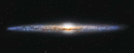 Illustration of a large galaxy viewed from its edgeの写真素材