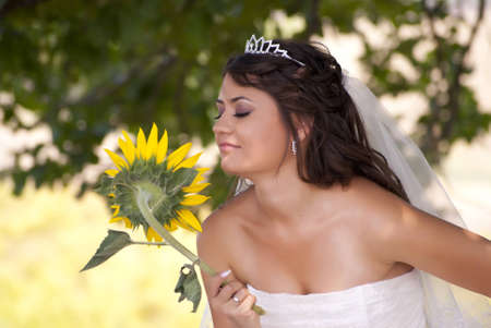 a bride and flowersの写真素材