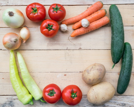 Vegetables on Wooden Background.の写真素材