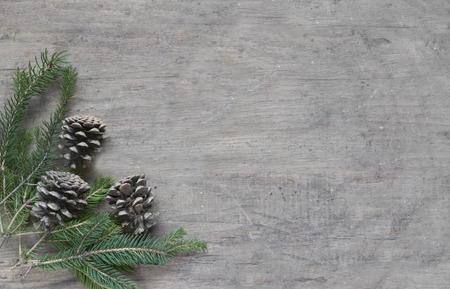 Christmas Decoration Over Wooden Background. Decorations over Wood. Vintage