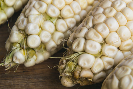 Macro photography of fresh and organic white corn.