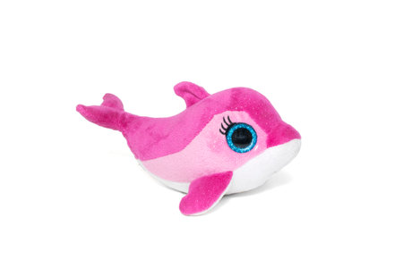 Pink dolphin toy isolated on white background.の写真素材