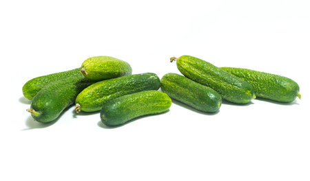 Fresh , green cucumbers isolated on white background.の写真素材