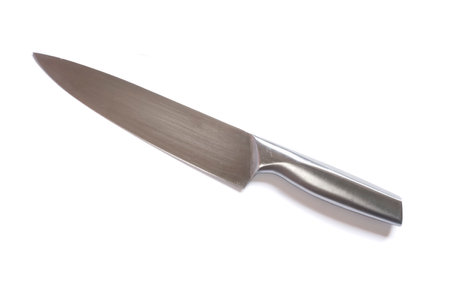 Kitchen knife made of steel isolated on white background.の写真素材