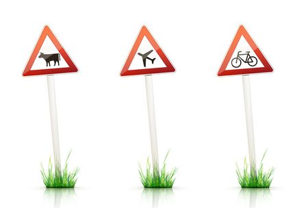 Warning Sign on White Backgroundの写真素材