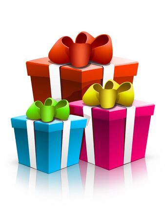 Christmas and New Year Gift. 2D graphic. Computer Design.の写真素材