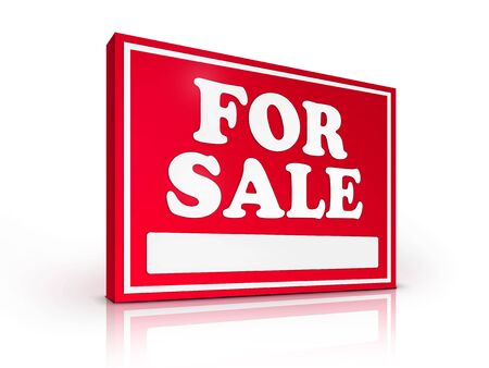 Real Estate Sign  For sale on white background. 2D artwork. Computer Design.の写真素材