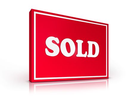 Real Estate Sign  Sold on white background. 2D artwork. Computer Design.の写真素材