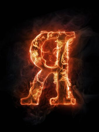 Fire concept. Russian letter I on black backgroundの写真素材