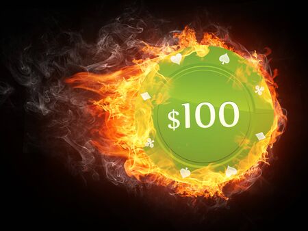 Casino Chip in Fire. Computer Graphics.の写真素材