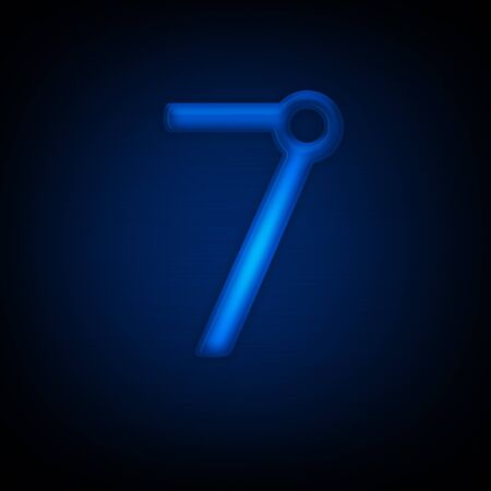 Neon Letter 7 Isolated on Black Background. Computer Design.の写真素材