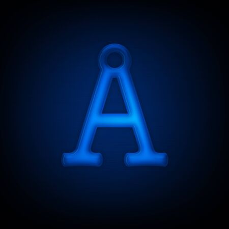 Neon Letter A Isolated on Black Background. All Alphabet in Portfolio.の写真素材