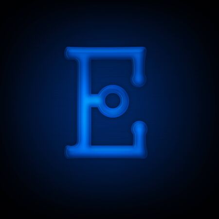 Neon Letter E Isolated on Black Background. All Alphabet in Portfolio.の写真素材