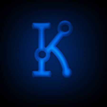 Neon Letter K Isolated on Black Background. Computer Design.の写真素材