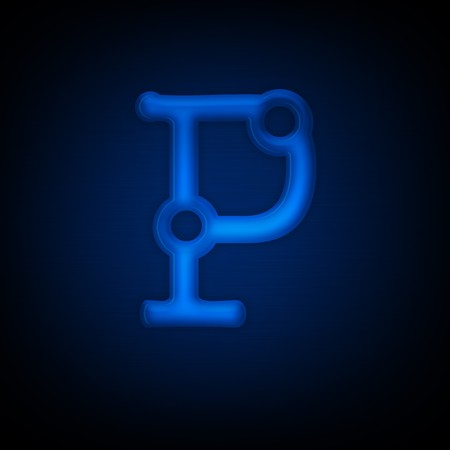 Neon Letter P Isolated on Black Background. All Alphabet in Portfolio.の写真素材