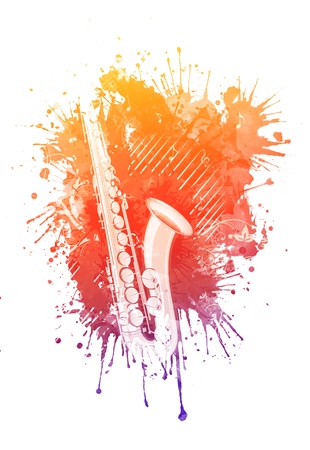 Watercolor Saxophoneの写真素材