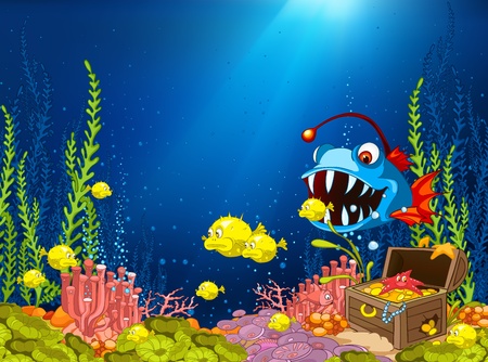 Ocean Underwater Cartoonのイラスト素材