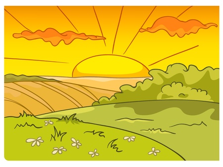 Cartoon Nature Landscapeのイラスト素材