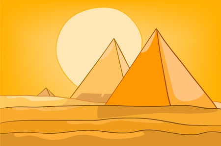 Cartoon Nature Landscape Pyramidのイラスト素材