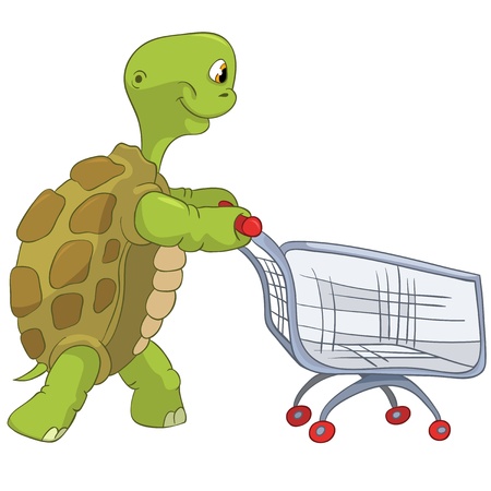 Funny Turtle  Shopping のイラスト素材