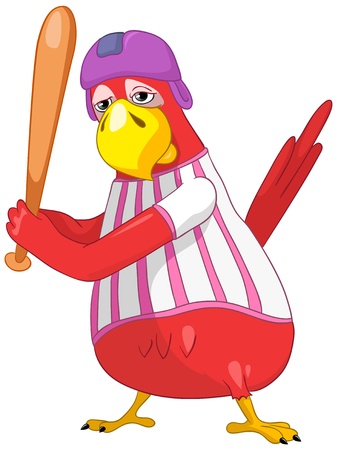 Funny Parrot  Baseball のイラスト素材