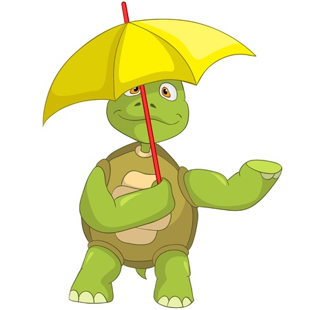 Cartoon Character Funny Turtle Isolated on White Background.のイラスト素材