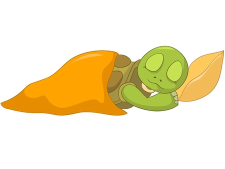 Cartoon Character Funny Turtle Isolated on White Background. Baby Sleepingのイラスト素材