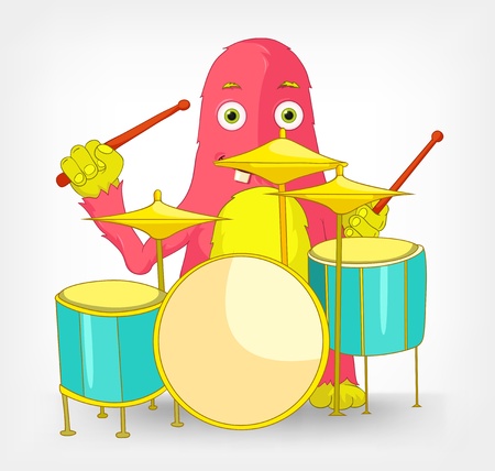 Funny Monster  Drummer のイラスト素材