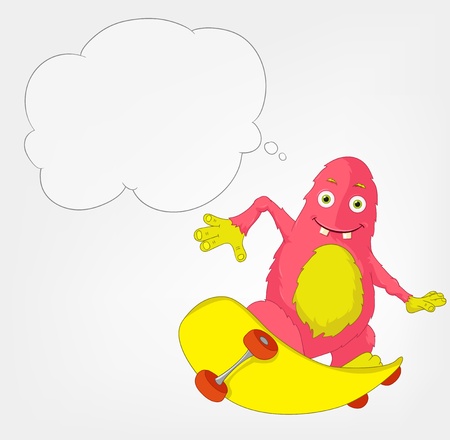 Funny Monster  Skateboarding のイラスト素材