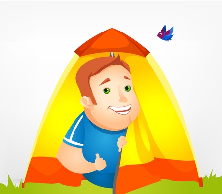 Cheerful Chubby Manのイラスト素材