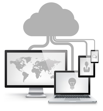 Cloud Service Concept Isolated on White Background. のイラスト素材