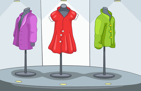 Shop Window with Mannequin. Vector Cartoon Background.の写真素材