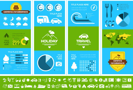 Flat Camping Infographic Elements plus Icon Set. Vector EPS 10.の写真素材