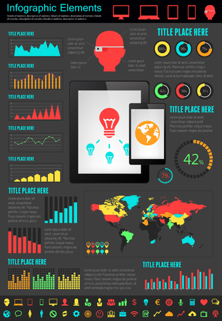 IT Industry Infographic Elements. Opportunity to Highlight any Country. Vector Illustration EPS 10.の写真素材